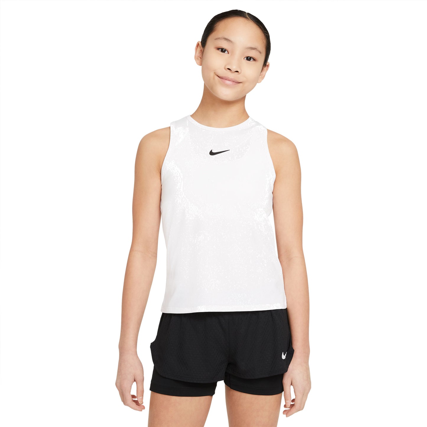 Nike Girls' Dri-FIT Victory Tank (White/Black) - RacquetGuys.ca