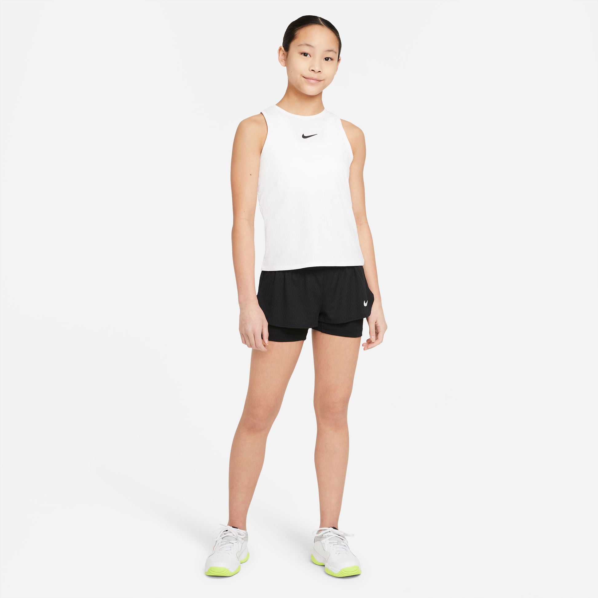 Nike Girls' Dri-FIT Victory Tank (White/Black) - RacquetGuys.ca