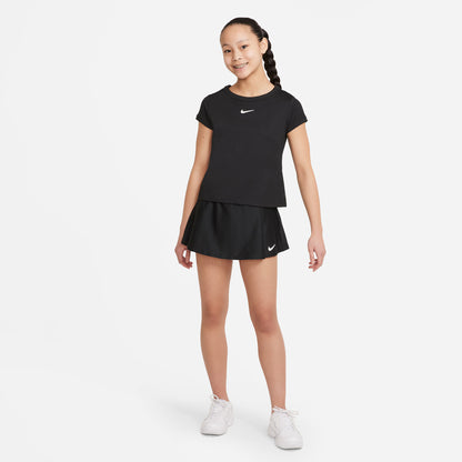 Nike Girls' Dri-FIT Victory Flouncy Skirt (Black/White) - RacquetGuys.ca