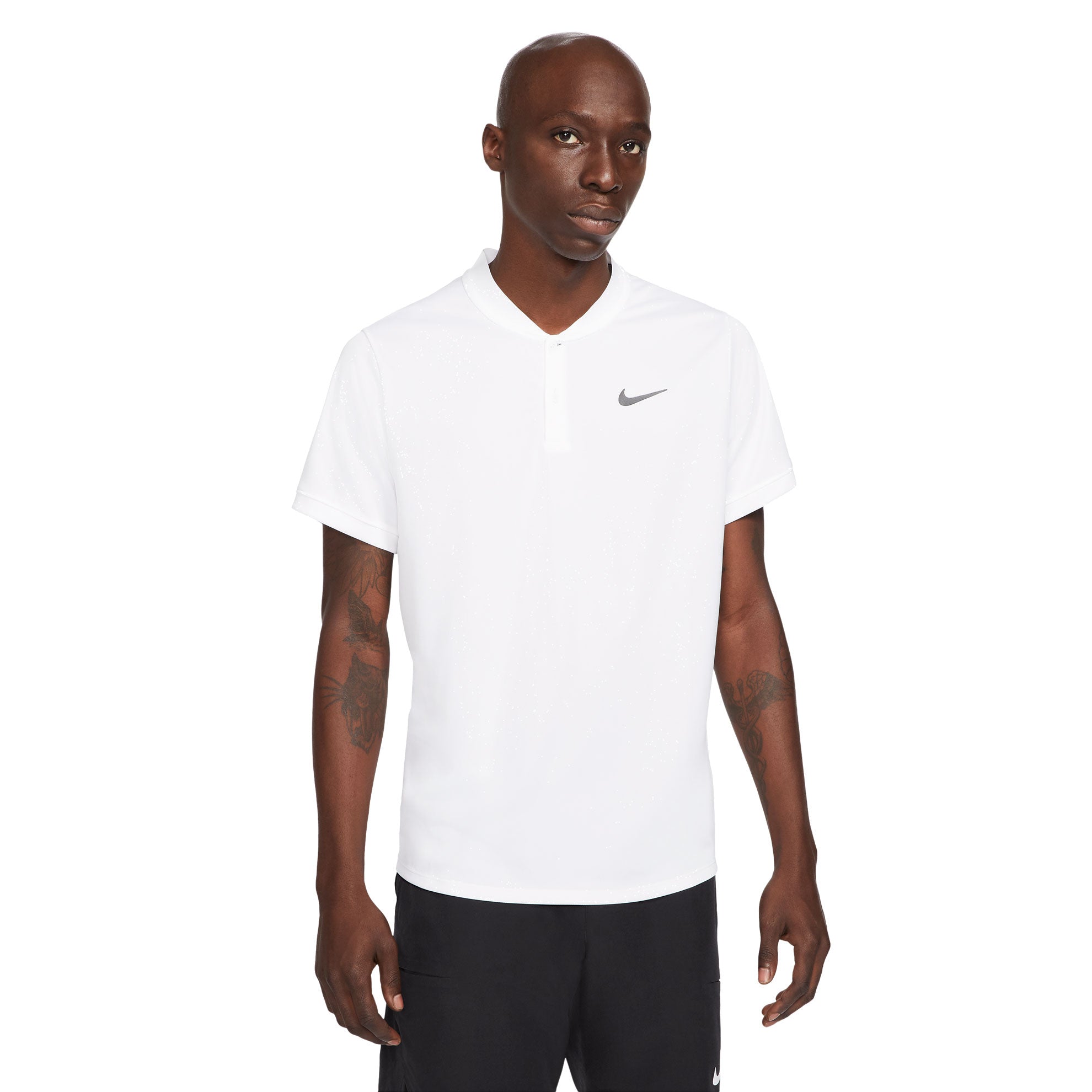 Nike Men s Dri FIT Blade Polo White Black RacquetGuys