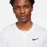 Nike Men's Dri-FIT Advantage Zip Polo (White/Black) - RacquetGuys.ca