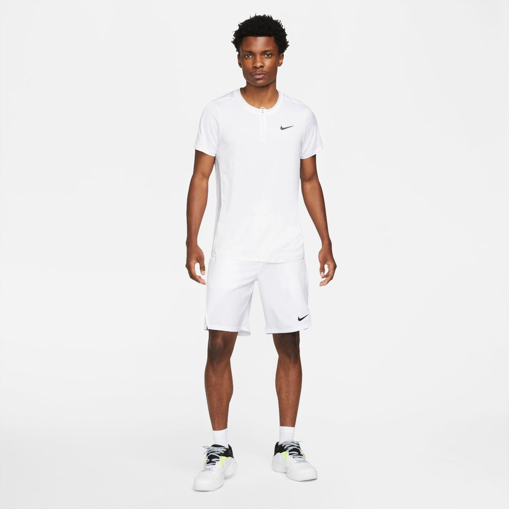 Nike Men's Dri-FIT Advantage Zip Polo (White/Black) - RacquetGuys.ca