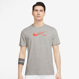 Nike Men's Dri-FIT Distressed Swoosh Top (Dark Grey Heather/Orange)