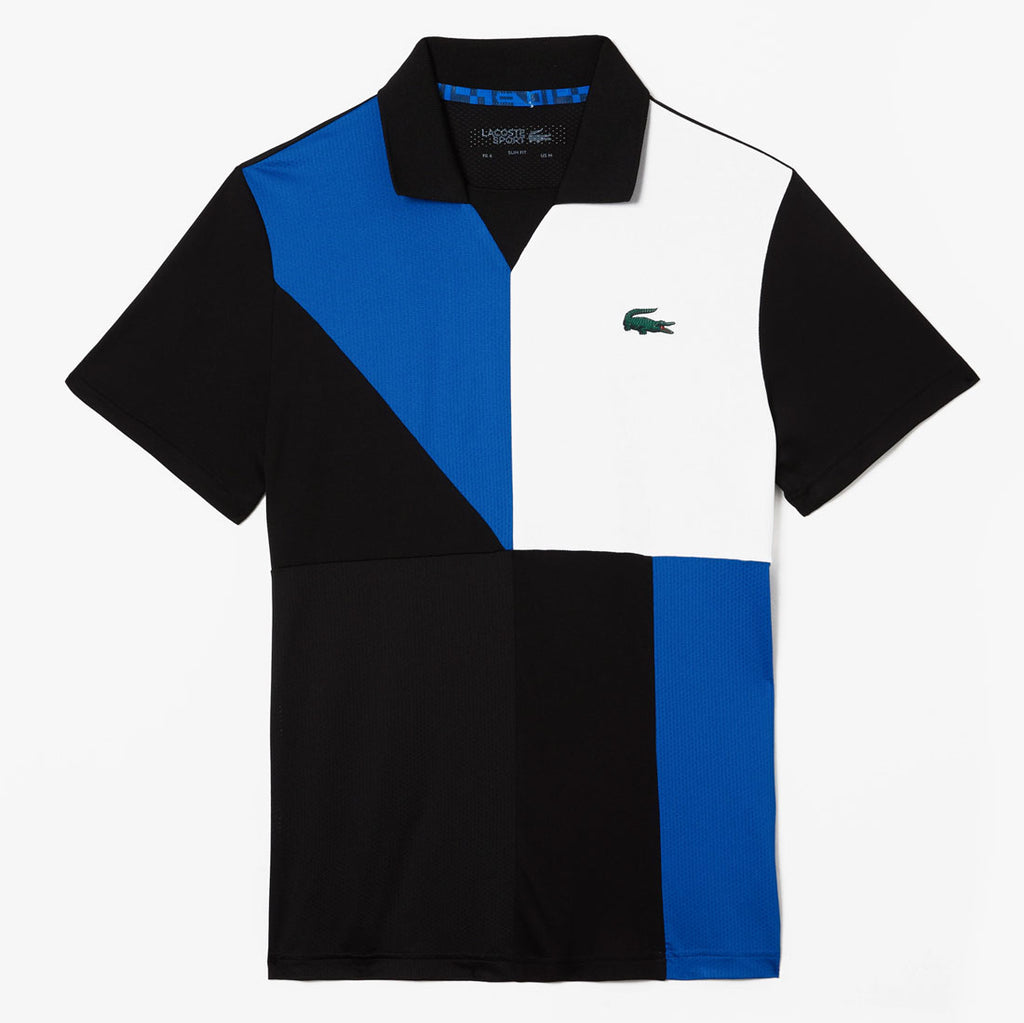 Lacoste Men's Colorblock Breathable Tennis Polo (Black/Blue) - RacquetGuys.ca