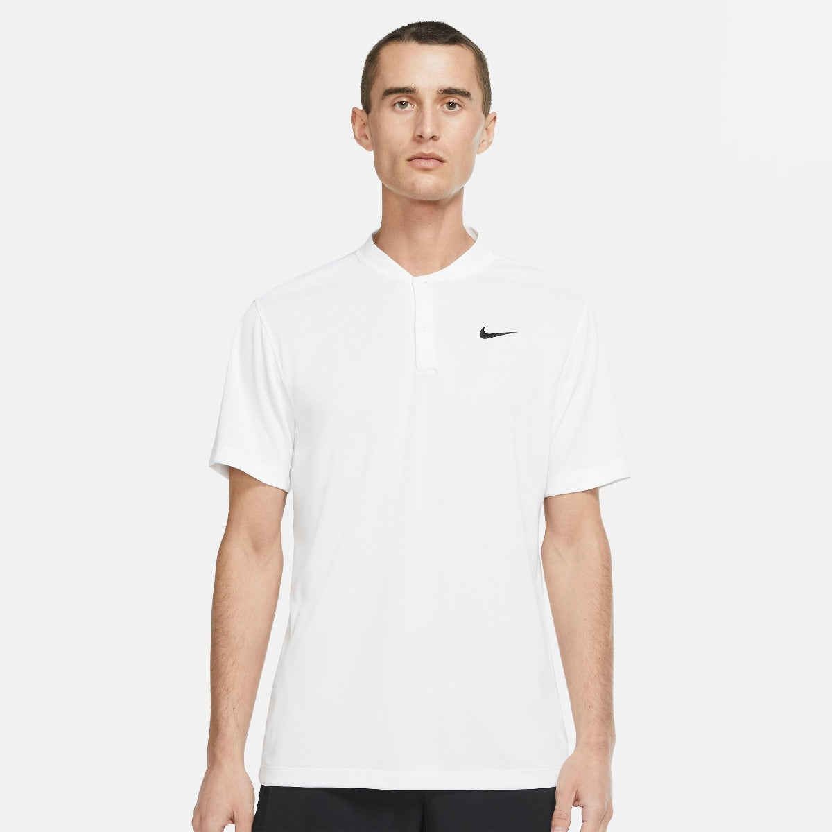 Nike Men's Dri-FIT Victory Blade Solid Polo (White/Black) - RacquetGuys.ca