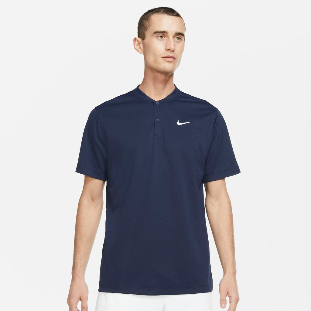 Nike Men's Dri-FIT Victory Blade Solid Polo (Obsidian/White) - RacquetGuys.ca