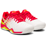 Asics Gel Resolution 7 Clay Court Women's Tennis Shoe (White/Laser Pink) - RacquetGuys.ca