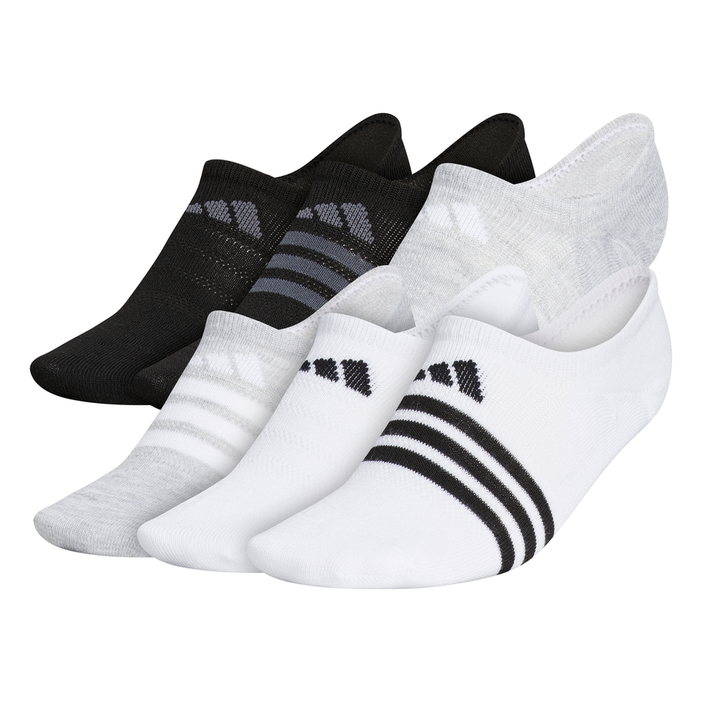adidas Women's Superlite 3 Stripe No-Show Socks (Black/Grey/White) - RacquetGuys.ca