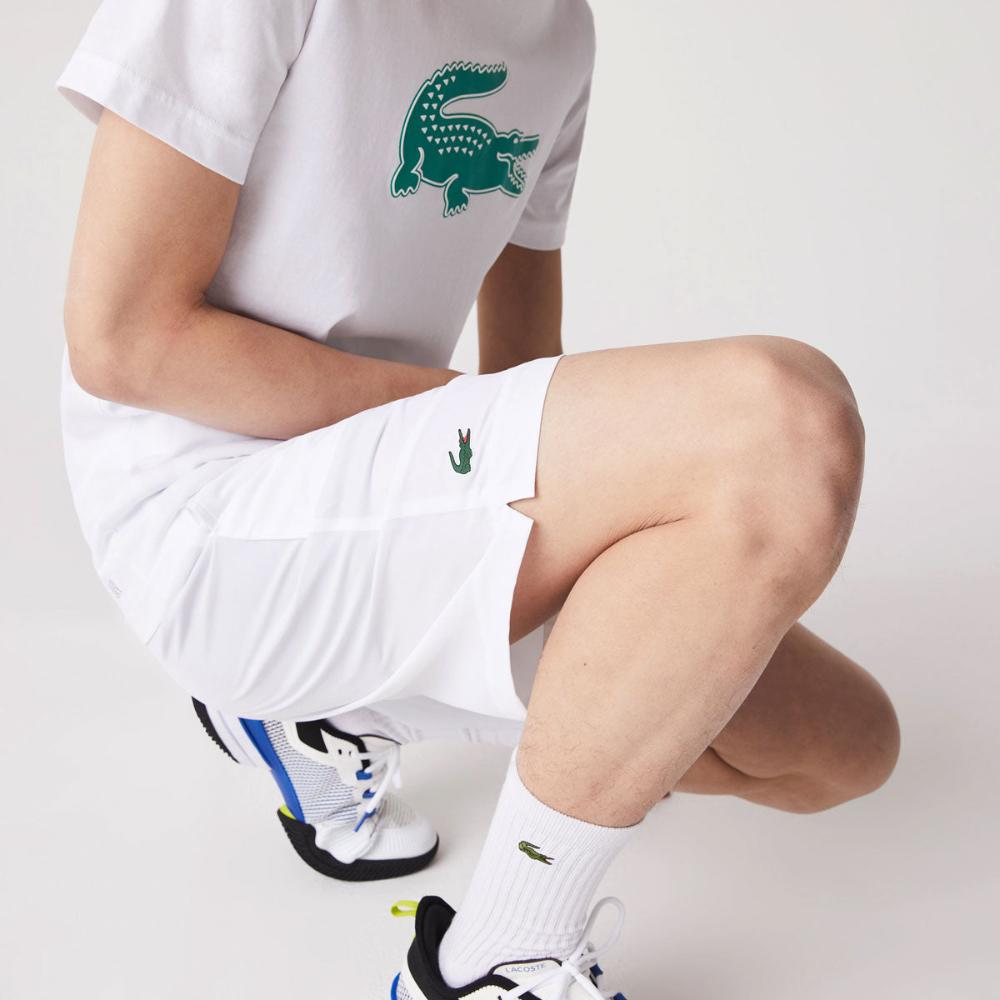Lacoste Men's Ultra Light Short (White/Navy Blue) - RacquetGuys.ca