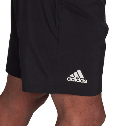 adidas Men's Club Stretch Woven 9-Inch Shorts (Black/White) - RacquetGuys.ca