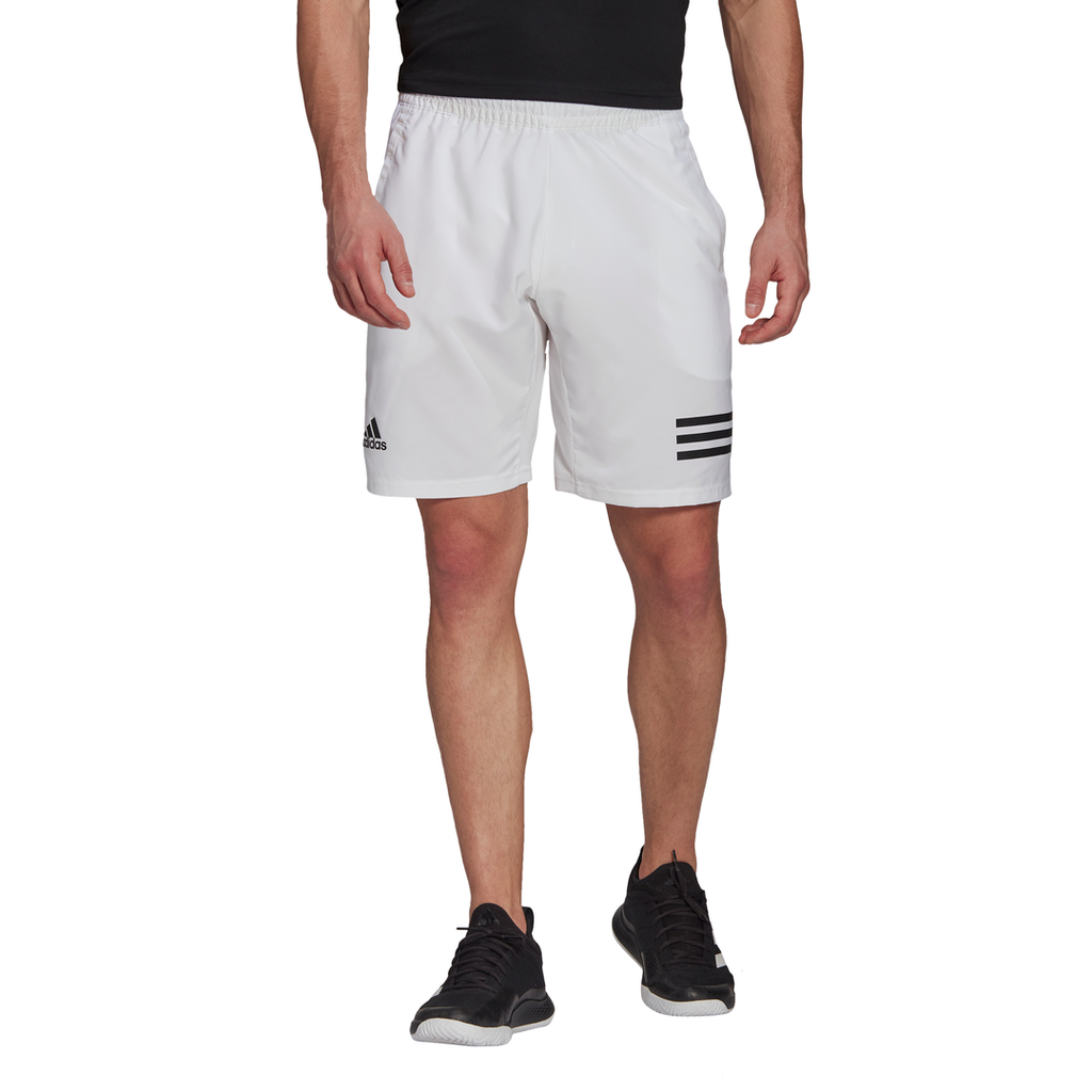 adidas Men s 3 Stripe Club Short White Black RacquetGuys
