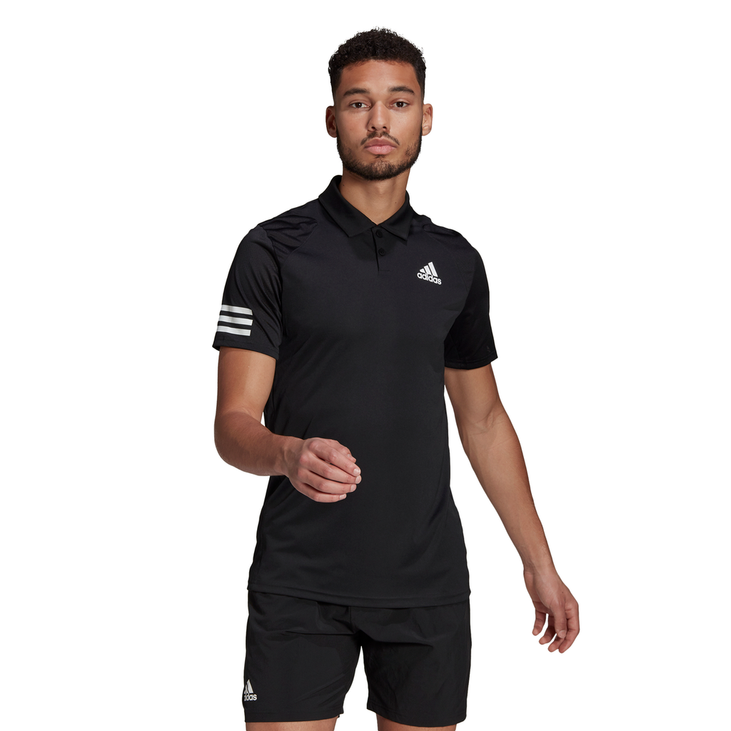 adidas Men s Club 3 Stripes Polo Black White
