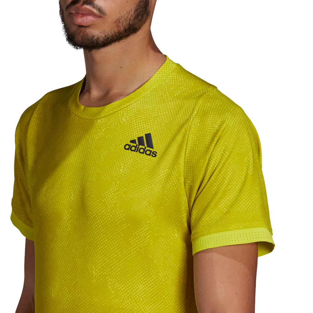 adidas Men s FreeLift Primeblue Printed Top Yellow RacquetGuys