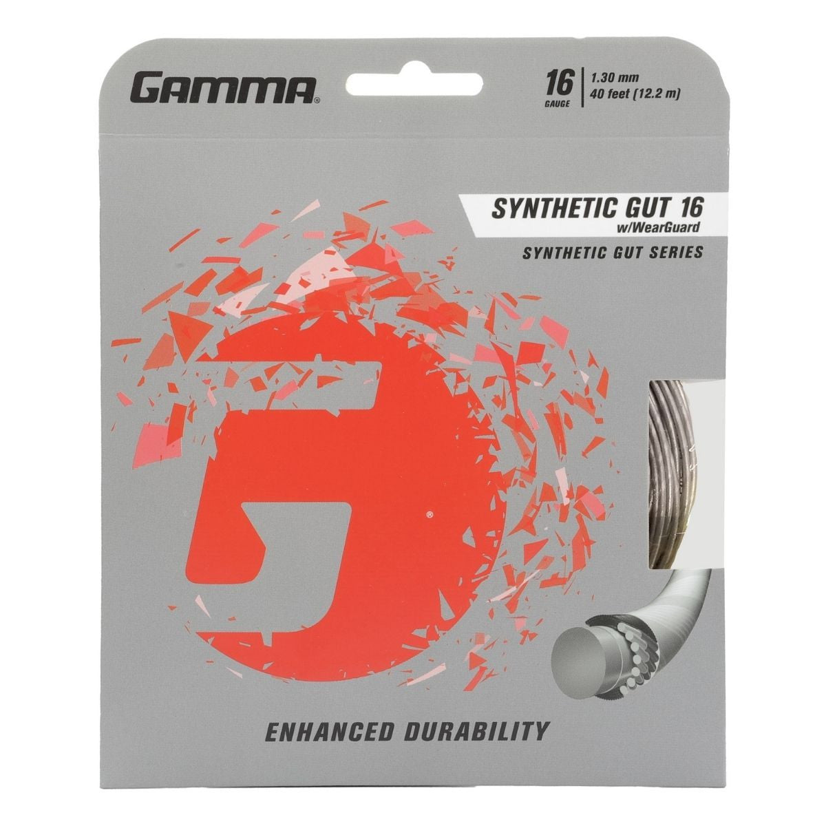 Gamma Synthetic 16 with Wearguard Tennis String (Silver) - RacquetGuys.ca