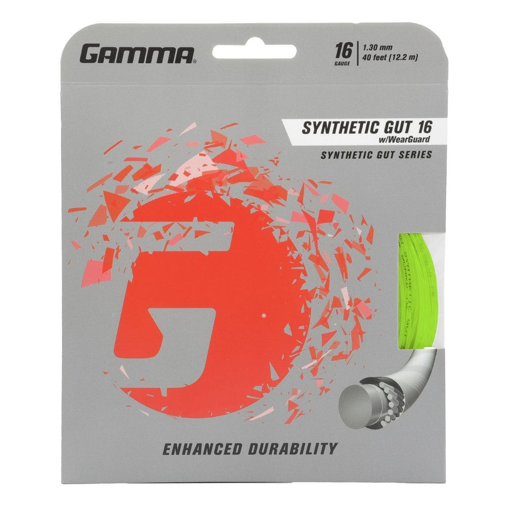 Gamma Synthetic 16 with Wearguard Tennis String (Yellow) - RacquetGuys.ca