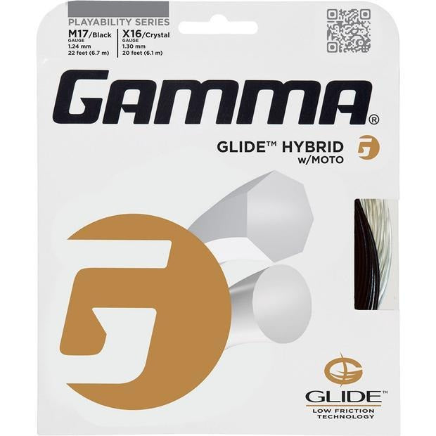 Gamma Glide 16 / Moto 17 Hybrid Tennis String (Black/White) - RacquetGuys.ca