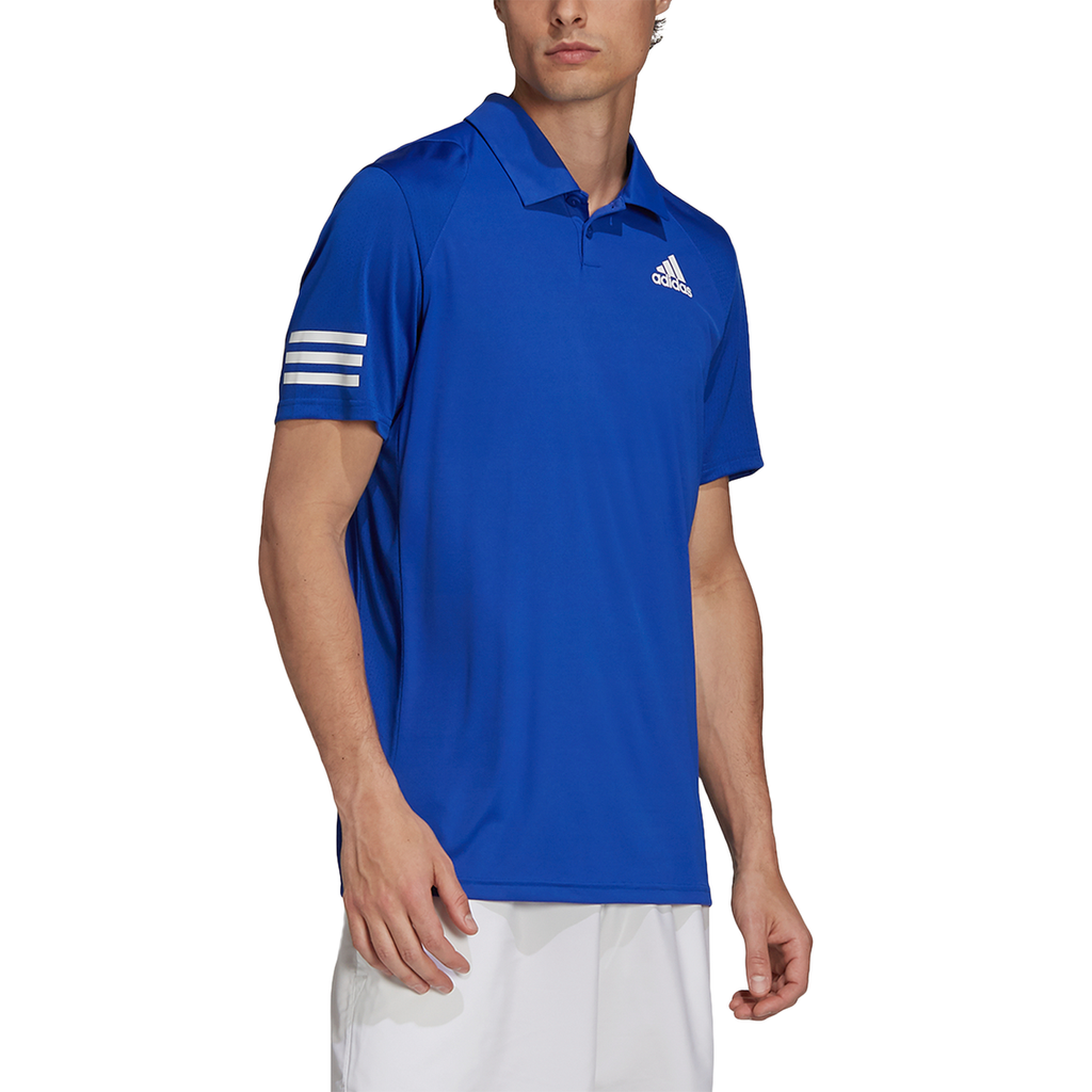 adidas Men s Club 3 Stripes Polo Blue White RacquetGuys