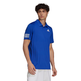 adidas Men's Club 3 Stripes Polo (Blue/White) - RacquetGuys.ca