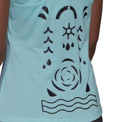 adidas Women's Primeblue Heat.Rdy Tennis Y-Tank Top (Aqua/Black) - RacquetGuys.ca