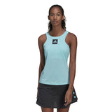 adidas Women's Primeblue Heat.Rdy Tennis Y-Tank Top (Aqua/Black) - RacquetGuys.ca