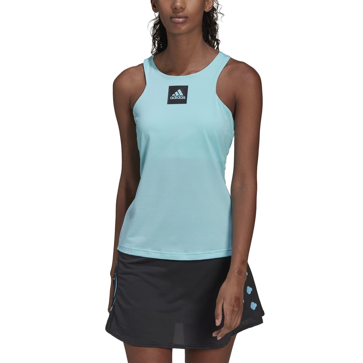adidas Women's Primeblue Heat.Rdy Tennis Y-Tank Top (Aqua/Black) - RacquetGuys.ca