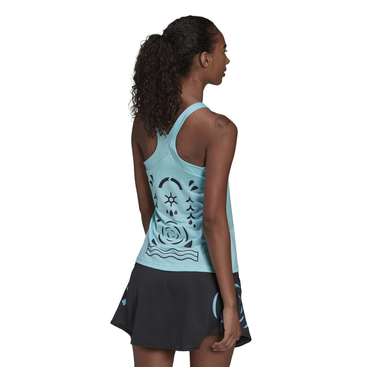 adidas Women's Primeblue Heat.Rdy Tennis Y-Tank Top (Aqua/Black) - RacquetGuys.ca