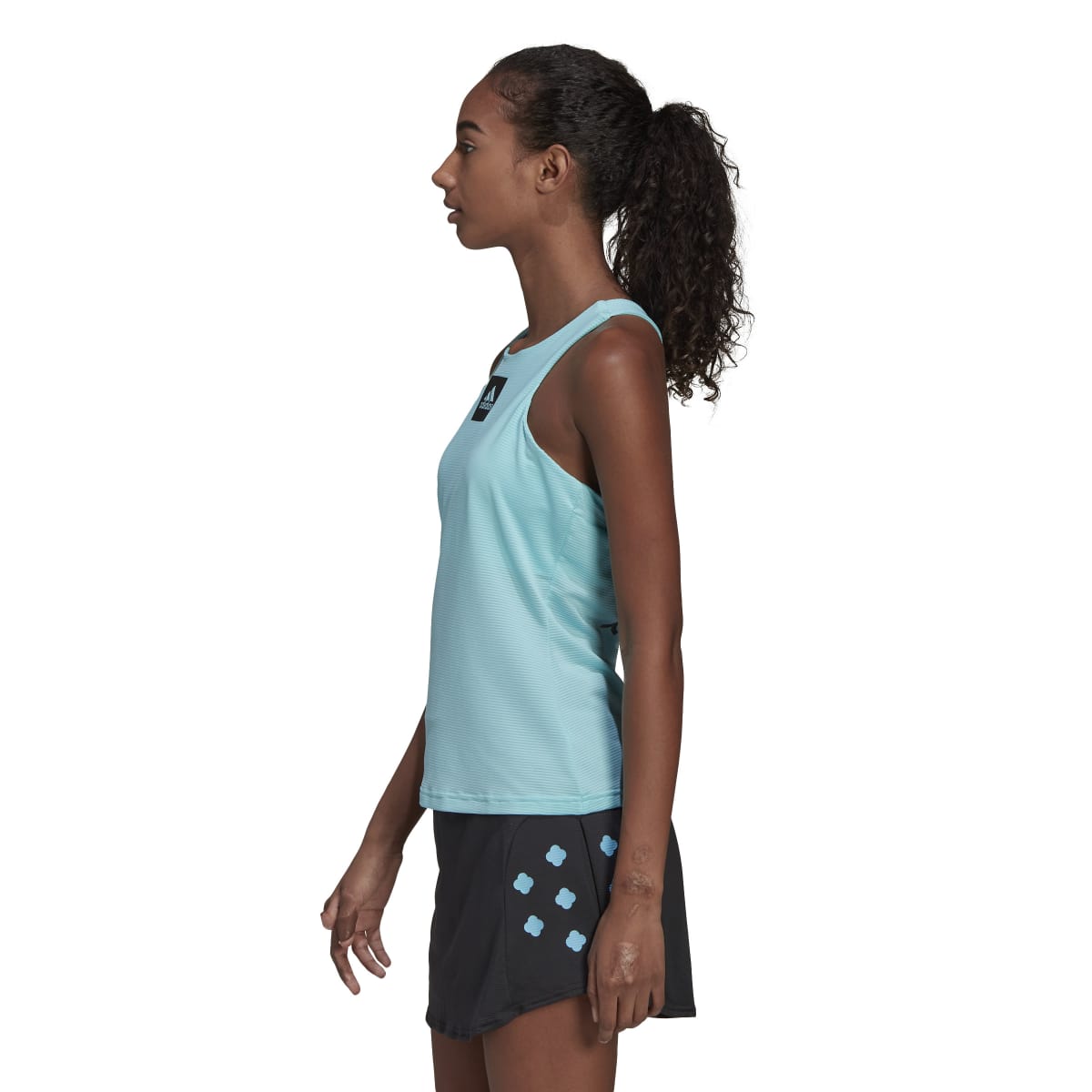 adidas Women's Primeblue Heat.Rdy Tennis Y-Tank Top (Aqua/Black) - RacquetGuys.ca