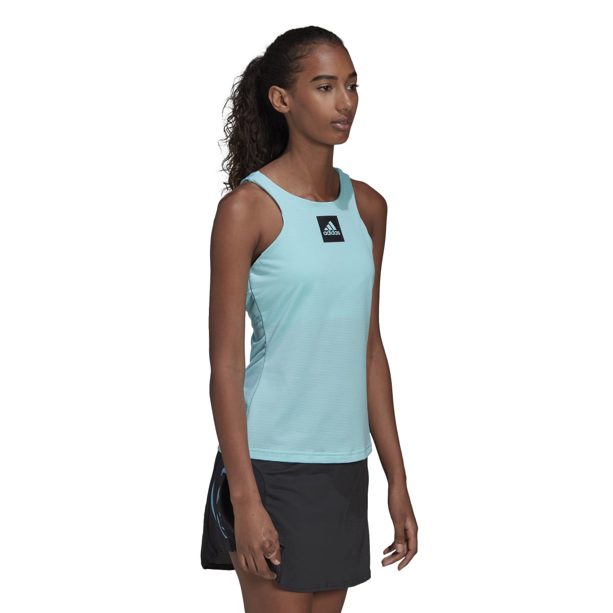 adidas Women's Primeblue Heat.Rdy Tennis Y-Tank Top (Aqua/Black) - RacquetGuys.ca
