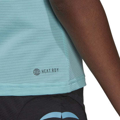 adidas Women's Primeblue Heat.Rdy Tennis Y-Tank Top (Aqua/Black) - RacquetGuys.ca