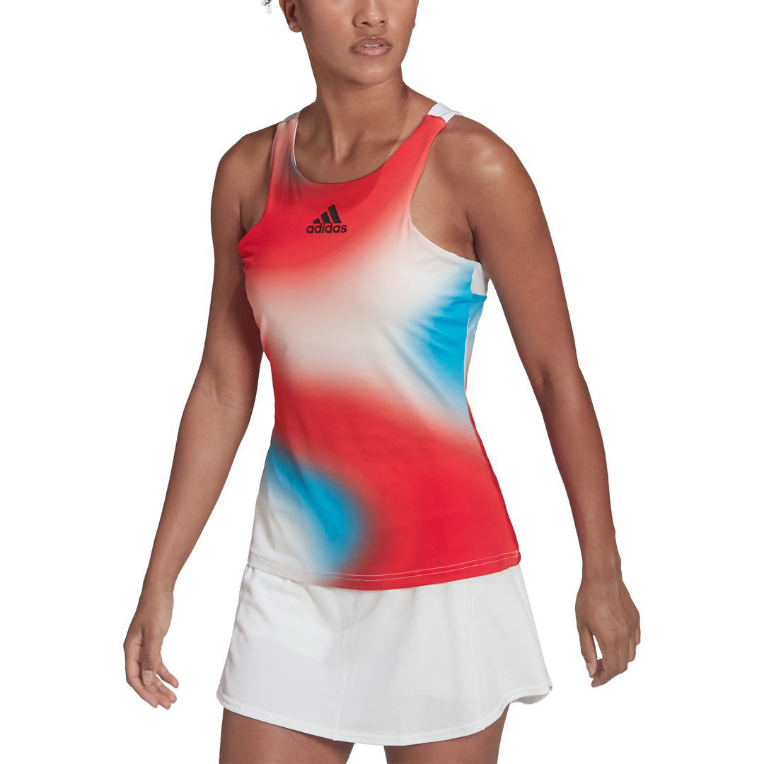 adidas Women's Mel Y-Tank Top (White/Red/Blue) ha7614 - RacquetGuys.ca