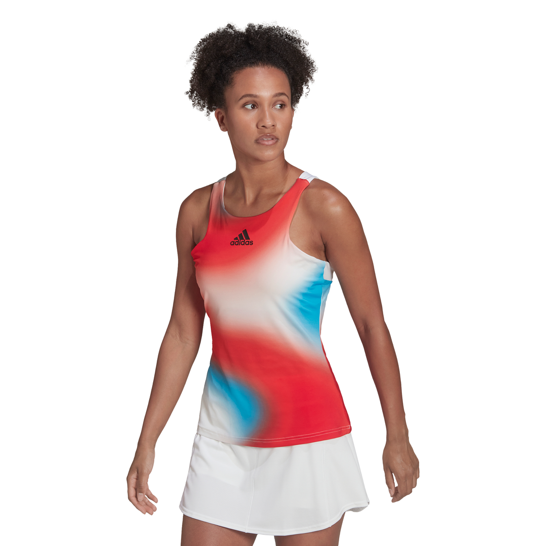 adidas Women's Mel Y-Tank Top (White/Red/Blue) ha7614 - RacquetGuys.ca