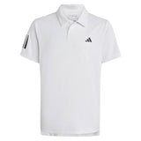 adidas Boy's 3 Stripe Club Polo (White) - RacquetGuys.ca