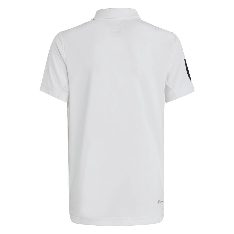adidas Boy's 3 Stripe Club Polo (White) - RacquetGuys.ca