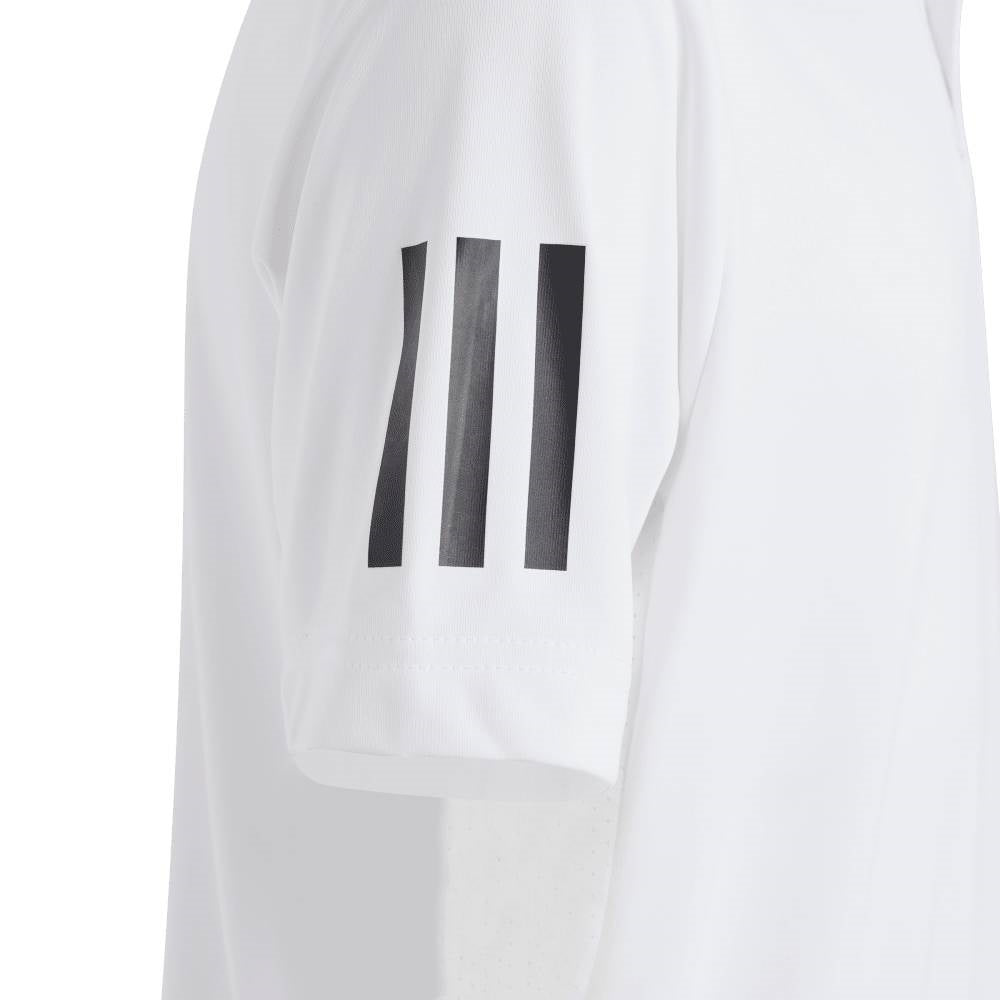adidas Boy's 3 Stripe Club Polo (White) - RacquetGuys.ca