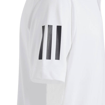 adidas Boy's 3 Stripe Club Polo (White) - RacquetGuys.ca