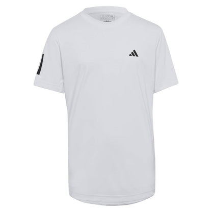 adidas Boy's 3 Stripe Club Top (White) - RacquetGuys.ca