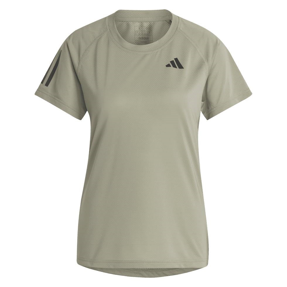 adidas Women's Club 3 Stripe Top (Khaki) - RacquetGuys.ca