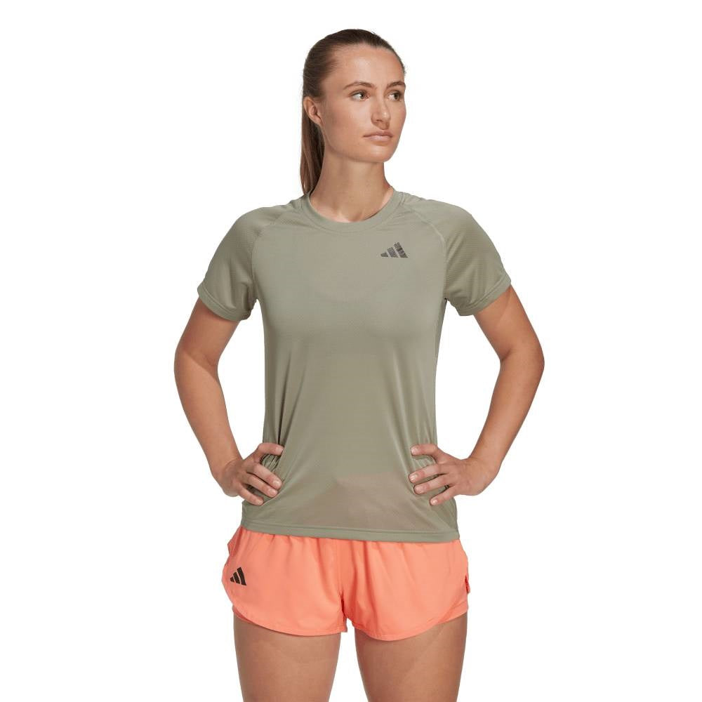 adidas Women's Club 3 Stripe Top (Khaki) - RacquetGuys.ca