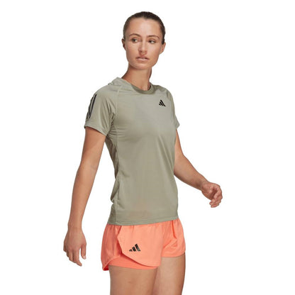 adidas Women's Club 3 Stripe Top (Khaki) - RacquetGuys.ca