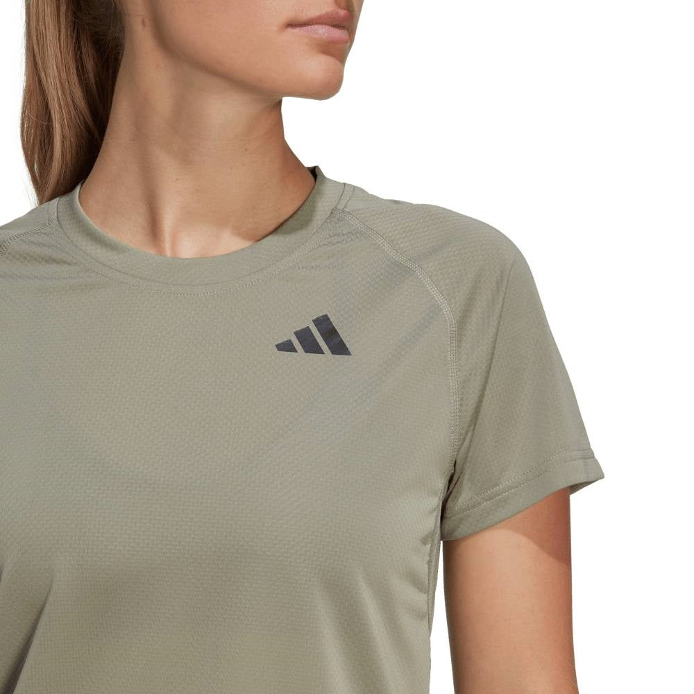 adidas Women's Club 3 Stripe Top (Khaki) - RacquetGuys.ca