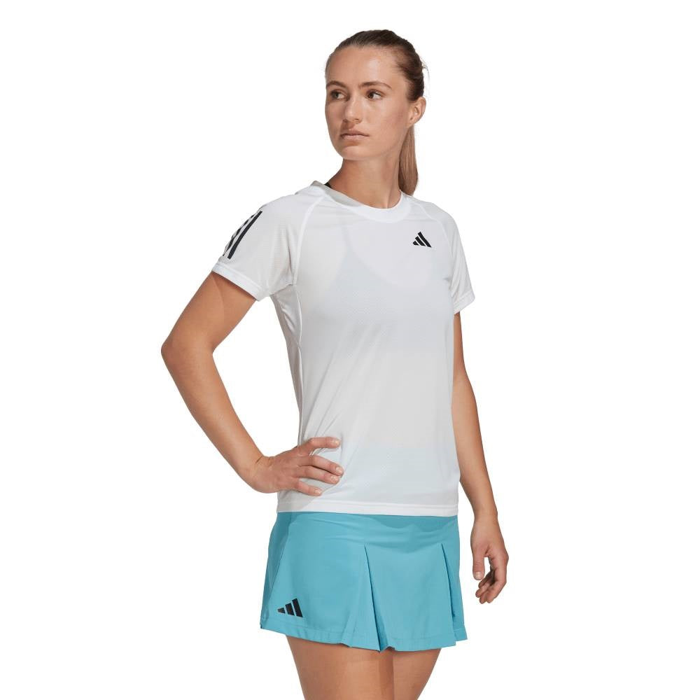 adidas Women's Club 3 Stripe Top (White) - RacquetGuys.ca