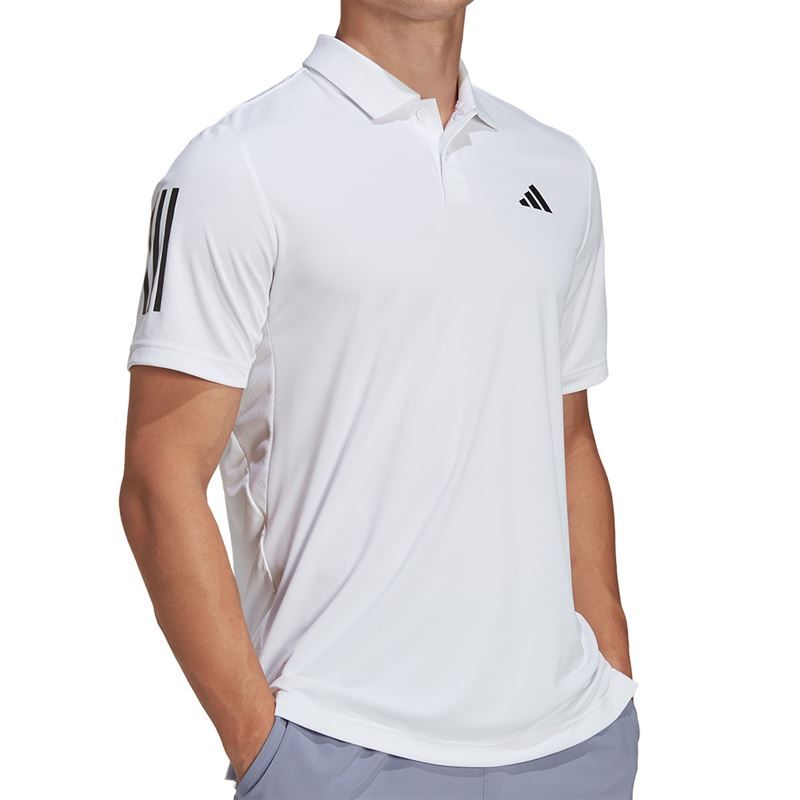 adidas Men's 3 Stripe Club Polo (White) - RacquetGuys.ca