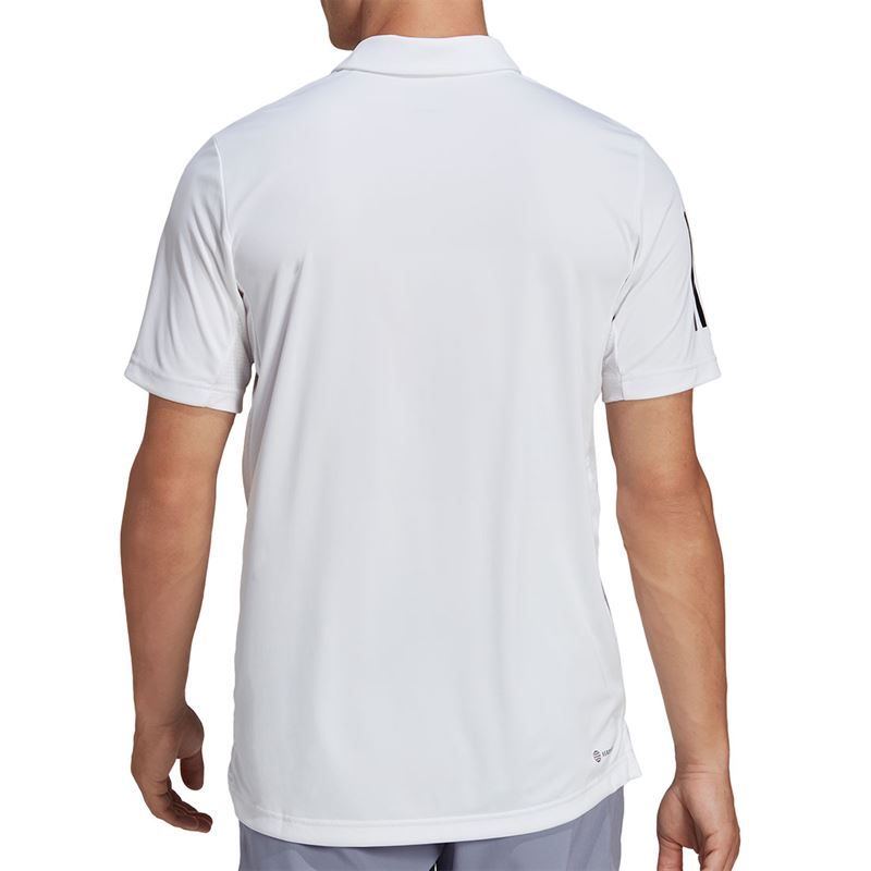adidas Men's 3 Stripe Club Polo (White) - RacquetGuys.ca
