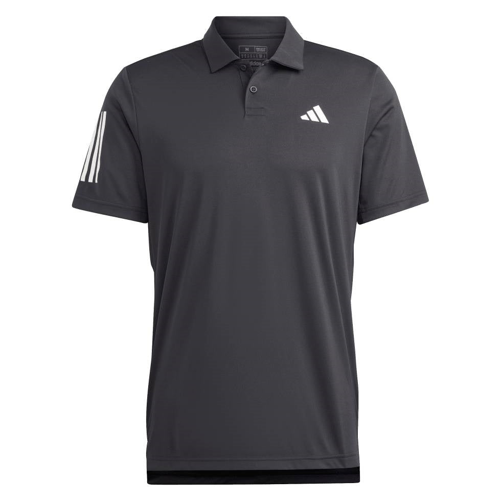 adidas Men's 3 Stripe Club Polo (Black) - RacquetGuys.ca