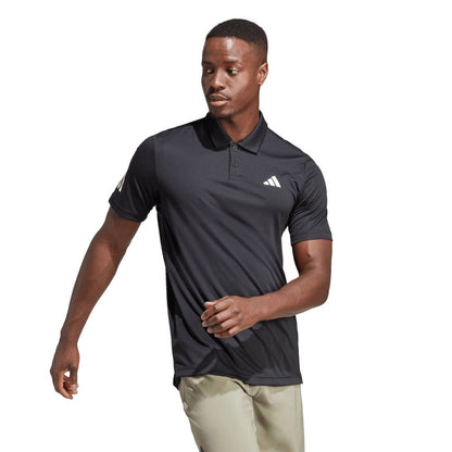 adidas Men's 3 Stripe Club Polo (Black) - RacquetGuys.ca