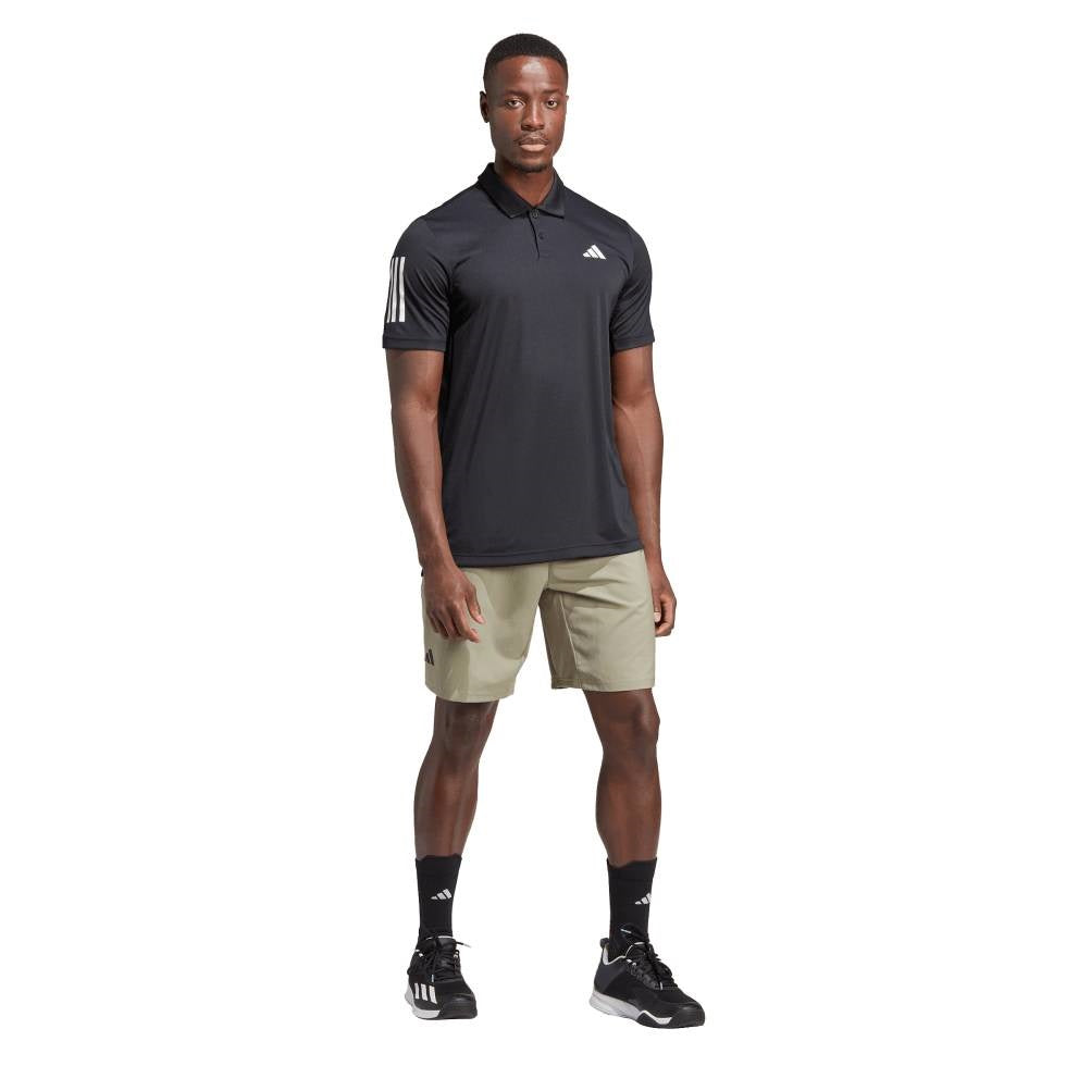adidas Men's 3 Stripe Club Polo (Black) - RacquetGuys.ca