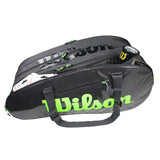 Wilson Super Tour 15 Pack Racquet Bag (Black/Green) - RacquetGuys.ca
