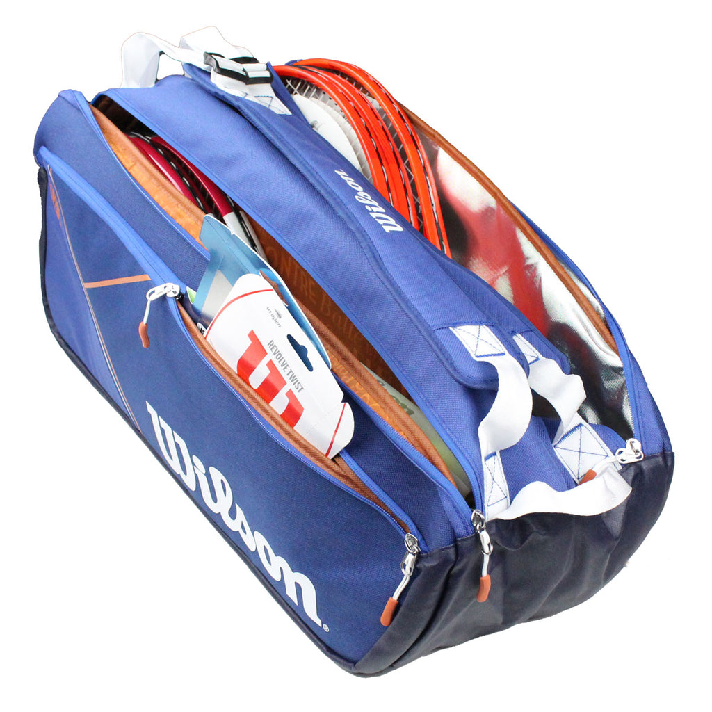 Wilson Super Tour 9 Pack Roland Garros Racquet Bag (Blue/Clay) - RacquetGuys.ca