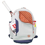 Wilson Premium Roland Garros Backpack Racquet Bag (Oyster Grey/Blue) - RacquetGuys.ca