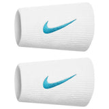 Nike Tennis Premier Doublewide Wristband (White/Blue) - RacquetGuys.ca